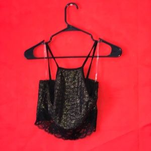 Black/gold metallic crop top
